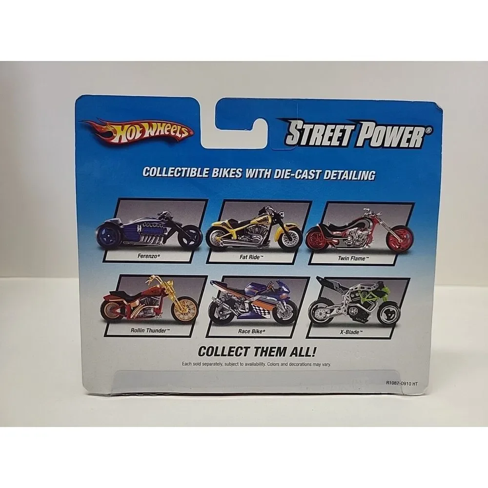 New 2009 Hot Wheels 1:18 Street Power FAT‎ RIDE Motorcycle Yellow